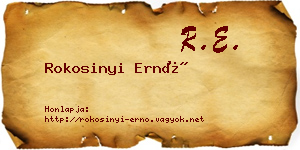 Rokosinyi Ernő névjegykártya